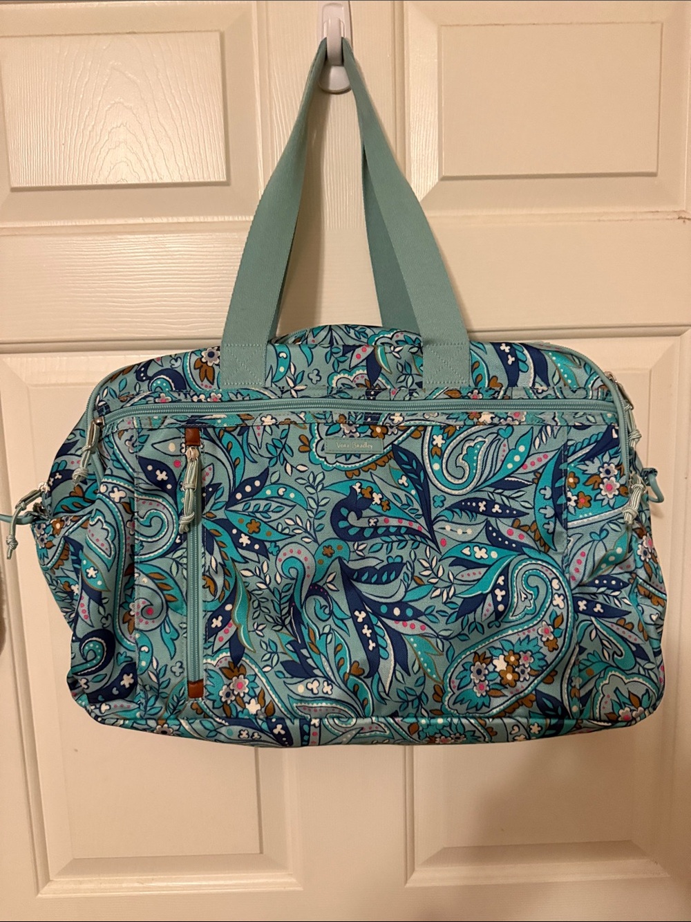Vera Bradley Weekender Teal Paisley Travel Tote Bag for Women